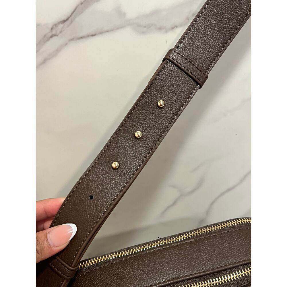 Steve Madden Blexi Hollywood Crossbody Bag Sepia Brown Logo Grid DR143770 New - Picture 6 of 11